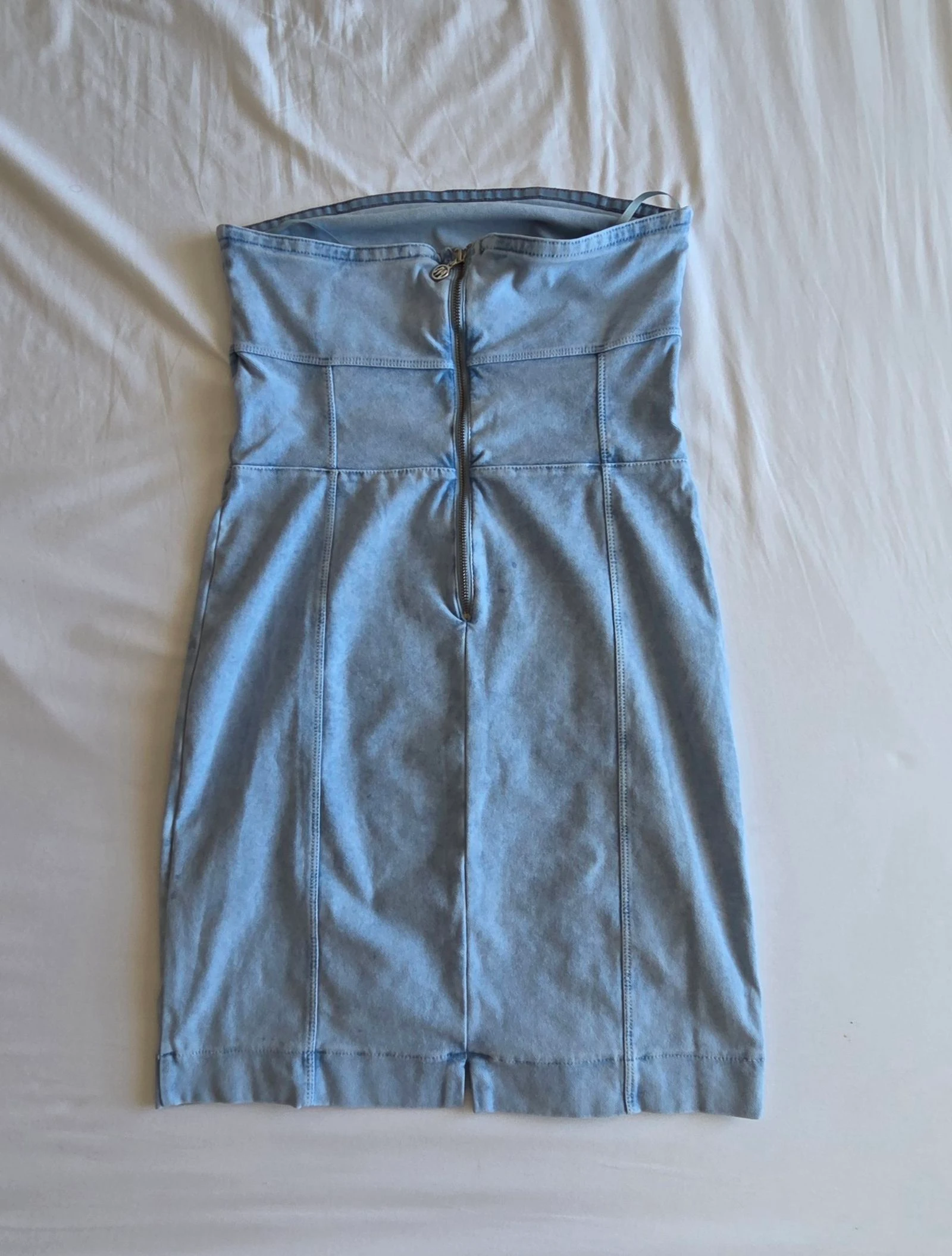Vestido bustier de mezclilla azul M 38 40 Mosquitos vestido corto con cremallera en la espalda – photo 3